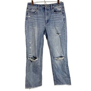 Vervet Blue by Flying Monkey Distressed Straight Leg Blue Denim Relaxed Jeans 28